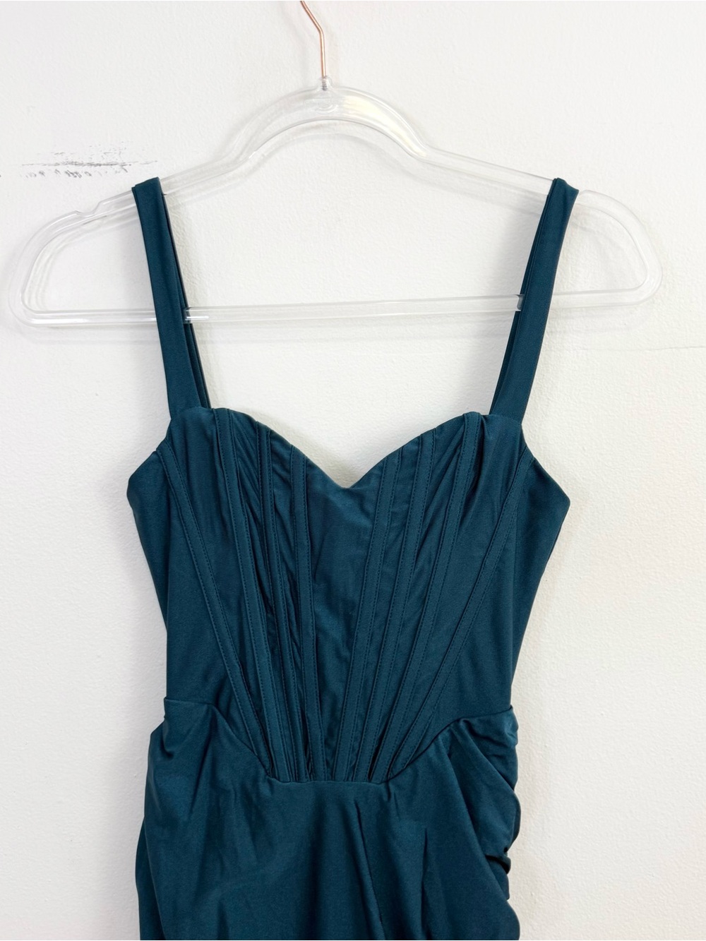 h:ours Miquela Mini Dress Teal Corset Ruched Bodycon Size S Revolve - Picture 3 of 6